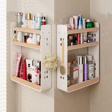 浴室置物架廁所衛生間墻上收納柜壁掛洗漱臺儲物化妝品架子免打孔