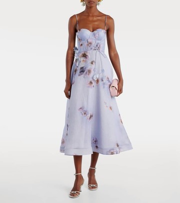 Zimmermann Hypnotic floral linen and silk bustier dress