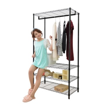 【品樂生活】35X90X240CM 四層吊衣架組/烤漆/置物架/衣櫥/衣架/衣櫥架/衣櫃/鐵架/波浪架