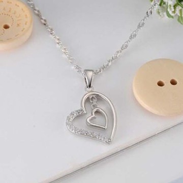 925純銀項鍊 鑲鑽吊墜-簡潔亮眼精美有型母親節情人節生日禮物女飾品73fy28【獨家進口】【米蘭精品】