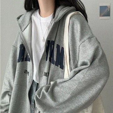 Vuja de   純棉 灰色連帽外套  oversize  長袖外套  寬鬆外套  刷毛外套  女生外套  外套女