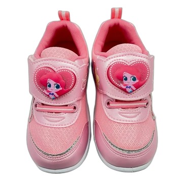 BORUI 柏睿鞋業 兒童款 DN公主電燈魔鬼氈厚底休閒鞋  小美人魚 粉色  180mm