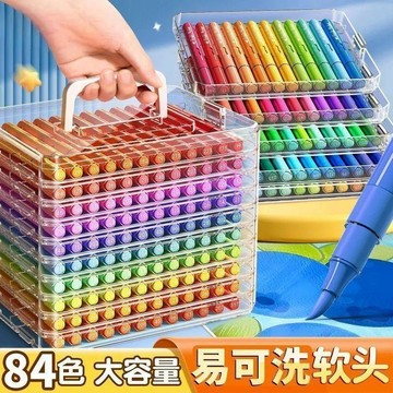 🔥臺灣出貨🔥新款卡扣式软头可水洗丙烯马克笔可叠色不透色绘画美术无毒水彩笔