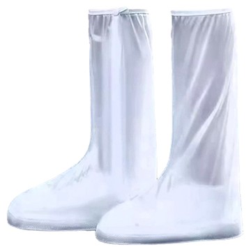 高筒拉鍊款防水雨鞋套  L  白色