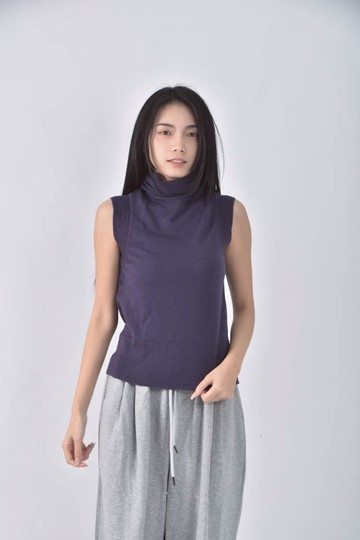 (XS（含）以下) liviana conti高領藍色上衣