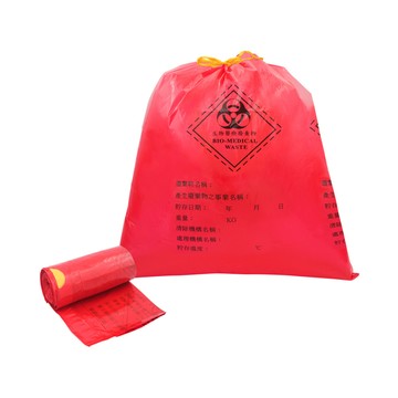台塑 拉繩 感染袋 清潔袋 垃圾袋 (小) (紅色) (8L) (39*40cm) (40張/捲)