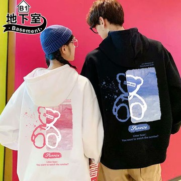 限時特賣▼地下室B1-情侶衣 韓版小熊情侶帽T 大學T 情侶裝 冬天衣服 大尺碼5XL【NL661139】