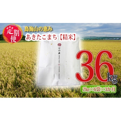 2kg×6袋×3ヶ月 秋田県産あきたこまち(精米) 定期便 ひの米[No.5934-0141]