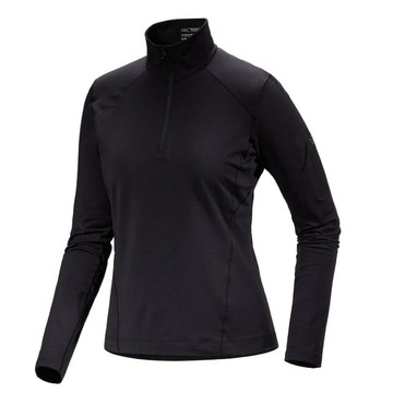 Arcteryx 女 Rho 彈性透氣登山健行保暖刷毛套頭衫.半開襟中層衣.休閒運動衫.立領衫/拉鏈袖袋/X000007336 黑