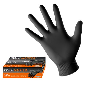 Cleanskin Black Master 橡膠手套 食品用等級 不含粉末與乳膠 手腕處採用鬆緊帶處理  黑色  S(8 x 24cm)  1盒