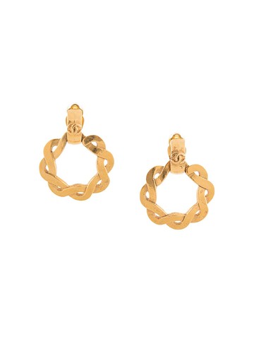 CHANEL Pre-Owned - 1997 CC twisted hoop earrings - women - Gold Plated Brass - One Size