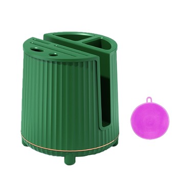 派樂 360度旋轉分離式瀝水刀具架 刀座置物收納架 可拆卸菜刀架剪刀鉆板架 砧板筷子湯勺瀝水籃收納座有腳豪華款+贈矽膠清潔萬用刷1片