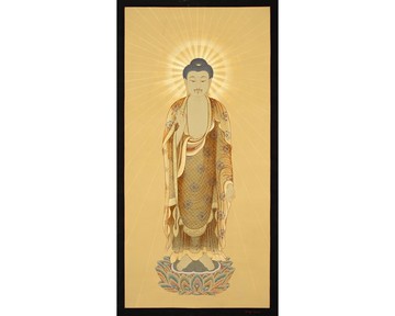 金日本阿彌陀如來唐卡 – 手繪無量壽佛立佛