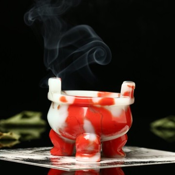 和田玉鼎擺件 金絲玉寶鼎玉石擺件 三足雙耳玉鼎香爐文房玉石擺件