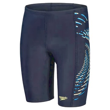 Speedo 男孩運動及膝泳褲  5~6  Plastisol深藍 + 極光綠