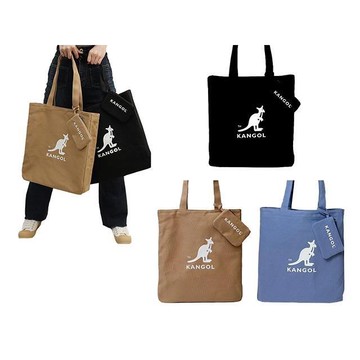 KANGOL 托特包購物袋大容量可A4資料夾母子包進口防水帆布簡式主袋口
