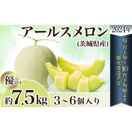 ふるさと納税 12-3茨城県産アールスメロン約7.5kg（3〜6個） 茨城県下妻市