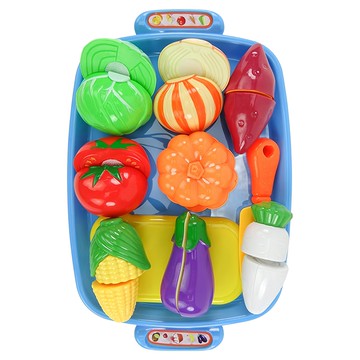 8入蔬菜切切樂 附大盤子 + 刀叉 玉米版 ST安全玩具 ST903C  顏色隨機  37 x 23.2cm  1組