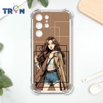 TRON 三星 S21 Ultra 雜誌風女孩 四角防摔 軟殼 手機殼