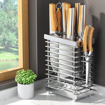 新款不銹鋼廚房刀架置物架家用臺面放菜刀具筷子壁掛式刀座收納架