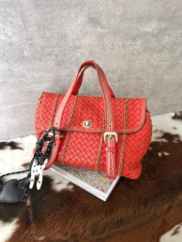 中古包 Bottega Veneta 葆蝶家 紅色編織手提包
