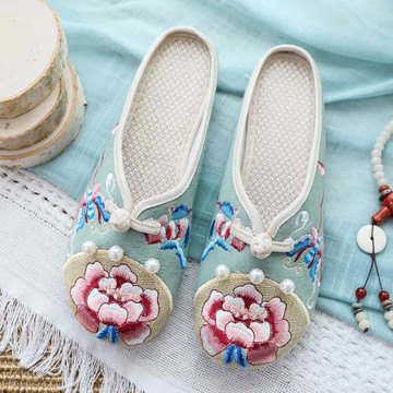 民族風繡花拖鞋女夏外穿2022新款時尚包頭古風棉麻居家室內半拖鞋