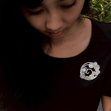 浮生~漣漪/青冶絕色手工純銀線掐絲技法裝飾藝術胸針單品