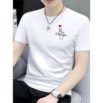 t恤男短袖2025夏季新款上衣服修身印花百搭打底衫半袖男士體恤衫