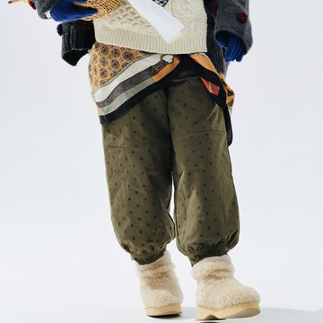 橄欖綠小點點夾棉褲 褲子 長褲