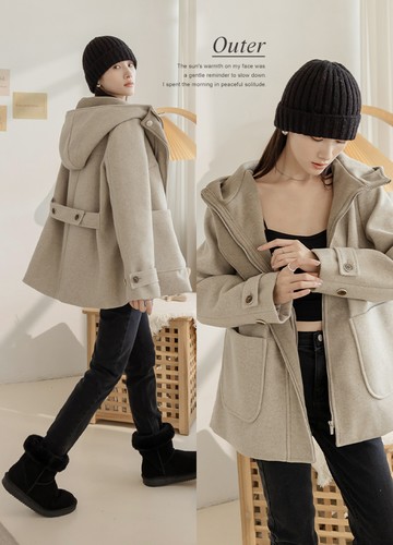 30％羊毛混色連帽大衣