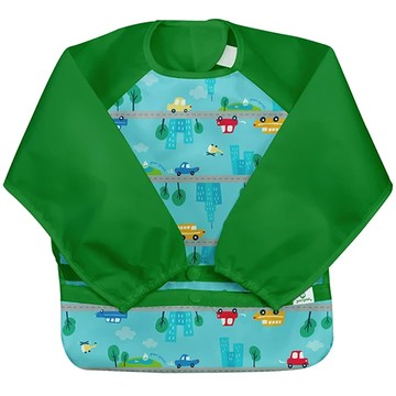 美國 green sprouts 魔鬼氈雙面防水/防食物掉落長袖圍兜單入組_汽車世界_GS101357AC