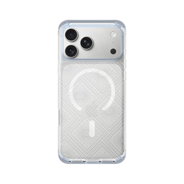 iPhone 17 Pro Max ClearX (MagSafe 兼容) 冰透藍 - Textured Glass: Luminous Sculpture 玻璃紋理系列：光映雕塑 - 復古幾何設計花紋玻璃