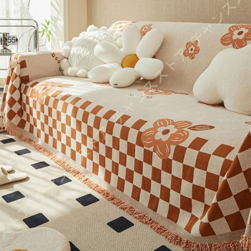 お部屋の衣替えに♩ 綿100％ パッチワークマルチカバー 正方形