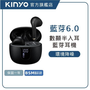 【KINYO直營】藍牙6.0 ENC降躁半入耳藍牙耳機(BTE)通話耳機 通話耳機 降噪藍牙 耳機降噪 藍芽 耳機