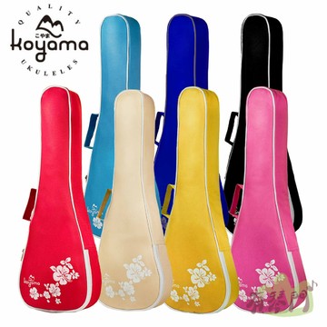 【有琴門樂器】KOYAMA 21吋烏克麗麗袋 扶桑花彩色琴袋 雙肩背手提兩用 防潑水 琴袋 背袋 七色