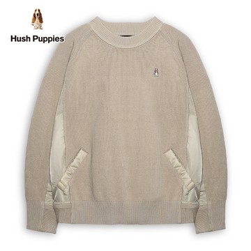 Hush Puppies 線衫 男裝異材質拼接刺繡小狗線衫