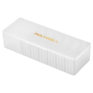 POLYWELL 寶利威爾 數據線收納盒 7格加長款 PW15-T65-0646  1個  27.5 x 10 x 6.5cm  透明白