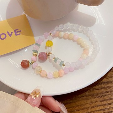 🎉台灣現貨 桃子手鍊 串珠手鏈 水蜜桃手鍊 仙氣十足 糖果手鍊 瑪瑙手鍊 晶石手鍊 手環 壓克力手鍊 可愛糖果色手鍊