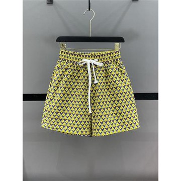 歐貨菱形格子印花休閑短褲女夏大碼300斤松緊高腰寬松A字闊腿熱褲