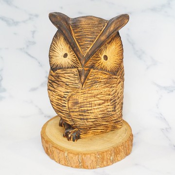 黃檜角鴞木雕貓頭鷹-郭國慶原創