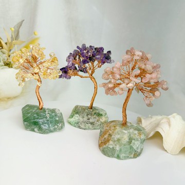 開運原礦水晶樹-綠螢石原礦水晶發財樹