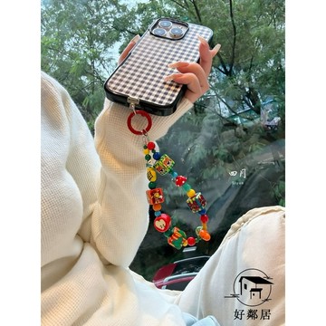 爆款免運🔥鑰匙扣💨創意鑰匙圈 文創 禮品交換 時尚掛件 可愛卡通手繪串珠手機鏈童趣胡蘿蔔鏈條糖果撞色包掛件掛飾HLJ
