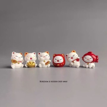 臺灣/🌸手辦 擺件 二次元 造景無聊了,擺幾隻招財貓小貓送福治癒桌面日式工位辦公桌小擺件裝飾
