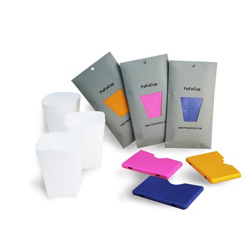 台灣製造杯身可折8oz折折杯(4入組) 藍+藍+藍+藍