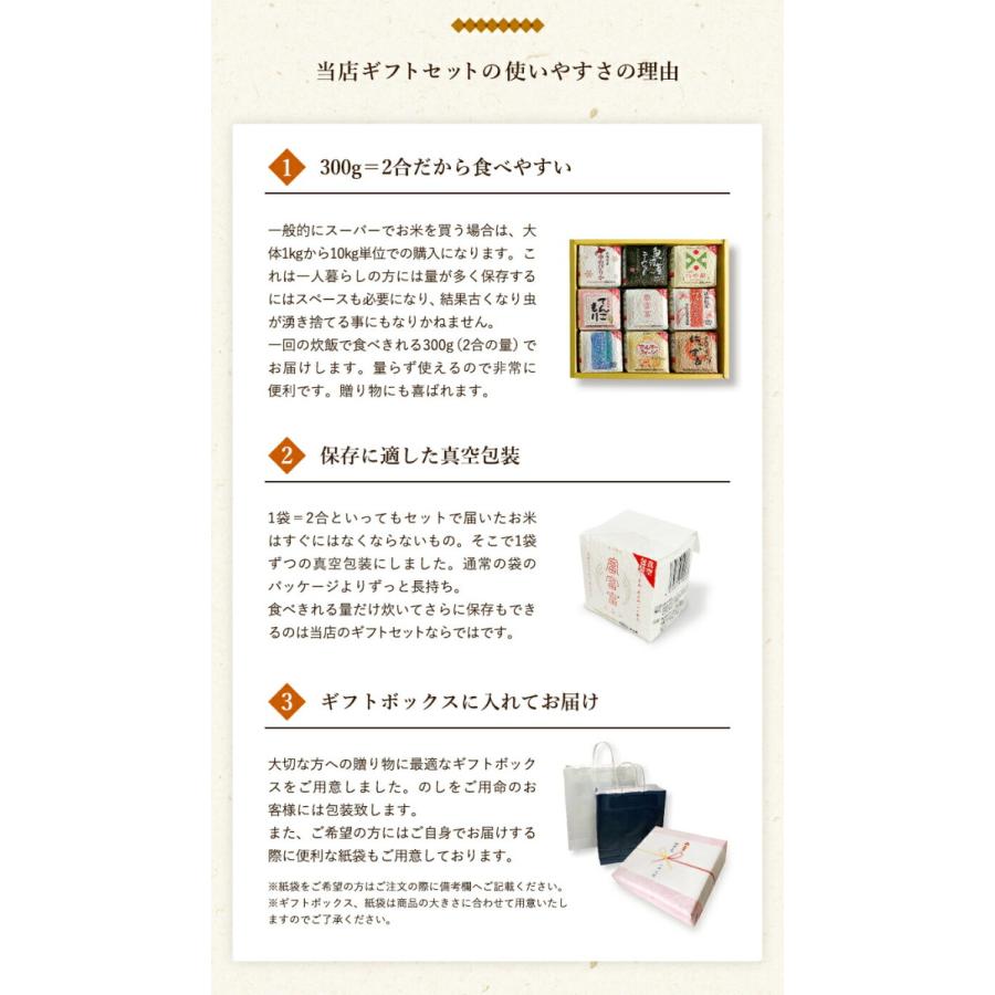 令和5年産 新米 お米 ギフト 米 300g (2合×9袋) 2合3種 北陸三県食べ比べギフトセット 北陸三県産 富富富 ひゃくまん穀 いちほまれ 入学祝い プレゼント