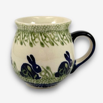 波蘭手繪手工陶-胖胖杯 220ml 荒原野兔系列