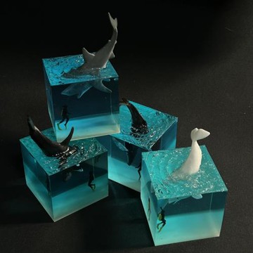 潛水員紀念品 深潛水肺紀念擺件 海洋生物鯨魚夜燈 樹脂夜光PADI