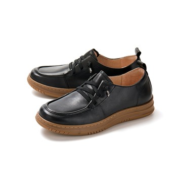 (限時⬊5折)GREEN PINE無著感彈力懶人真皮休閒鞋 黑色 (00388251)