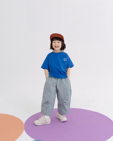 童裝 刷刷布設計剪接長褲 兩色售M/L/XL