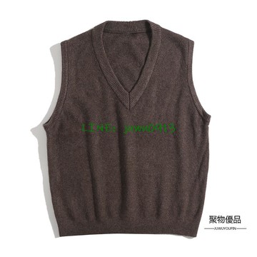 情侶款日系輕奢v領背心男士針織馬甲無袖坎肩上衣【聚物優品】